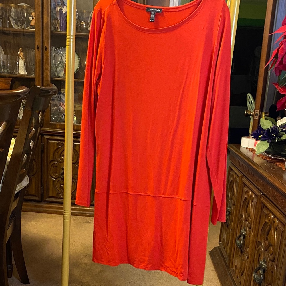 Eileen Fisher Vibrant Red Long Sleeve Tunic